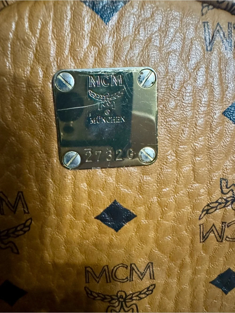 MCM Mini Stark Side Studs Backpack Visetos Cognac With Matching Wallet
